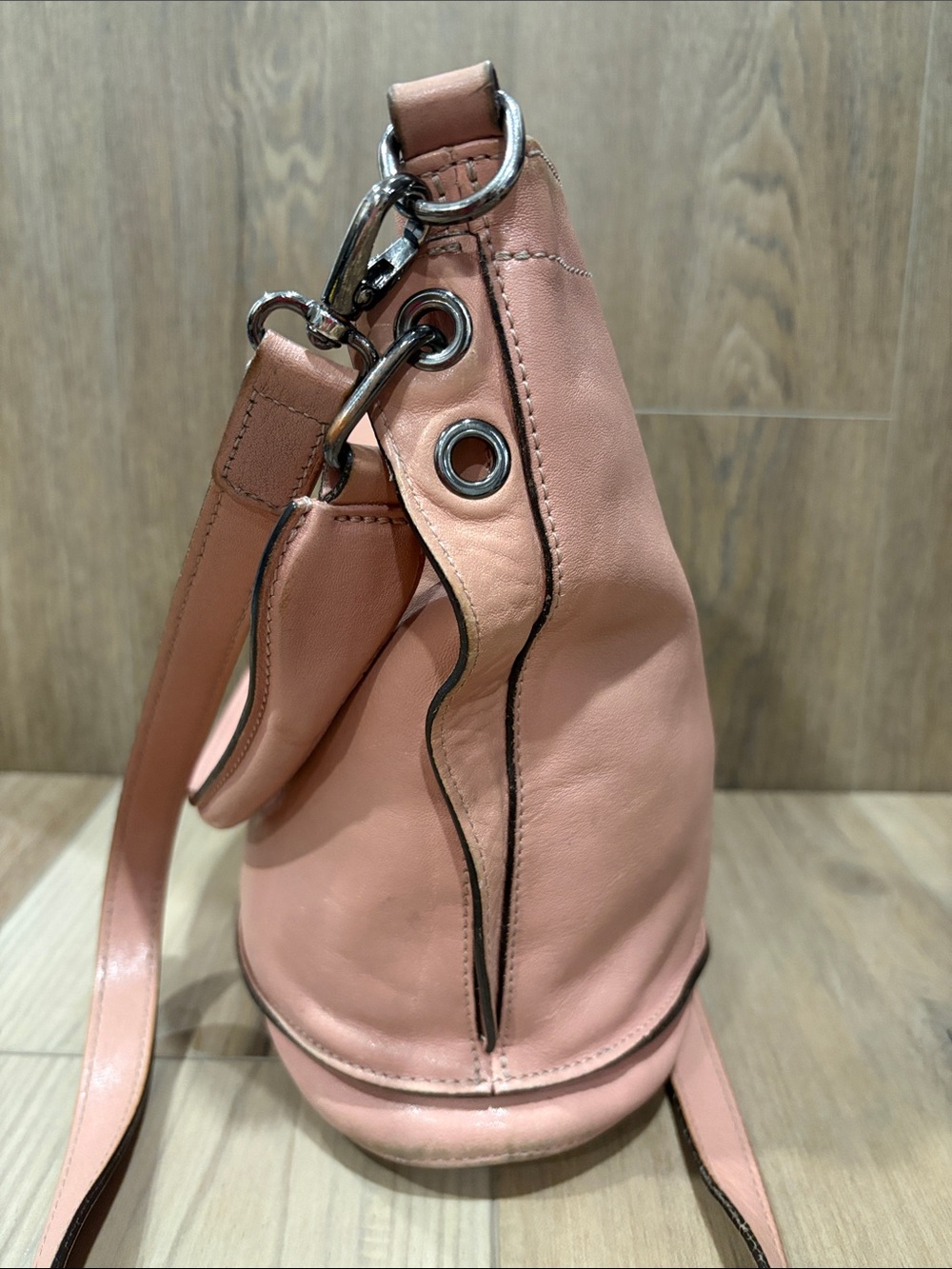 Longchamp Paris Mauritius Dusty Pink Mauve 3D Leather Crossbody Shoulder Hobo - Picture 6 of 14